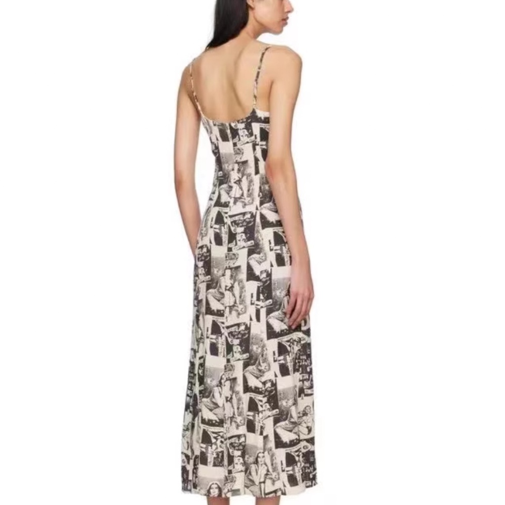 NWOT Reformation Black and White Graphic Midi Dress - Picture 4 of 9